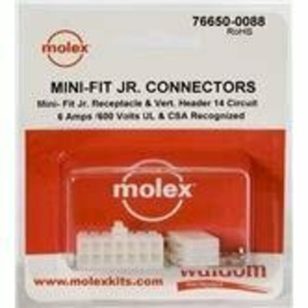 Headers & Wire Housings Minifit Jr Conn Kit V Hdr Recept 14Ckt
